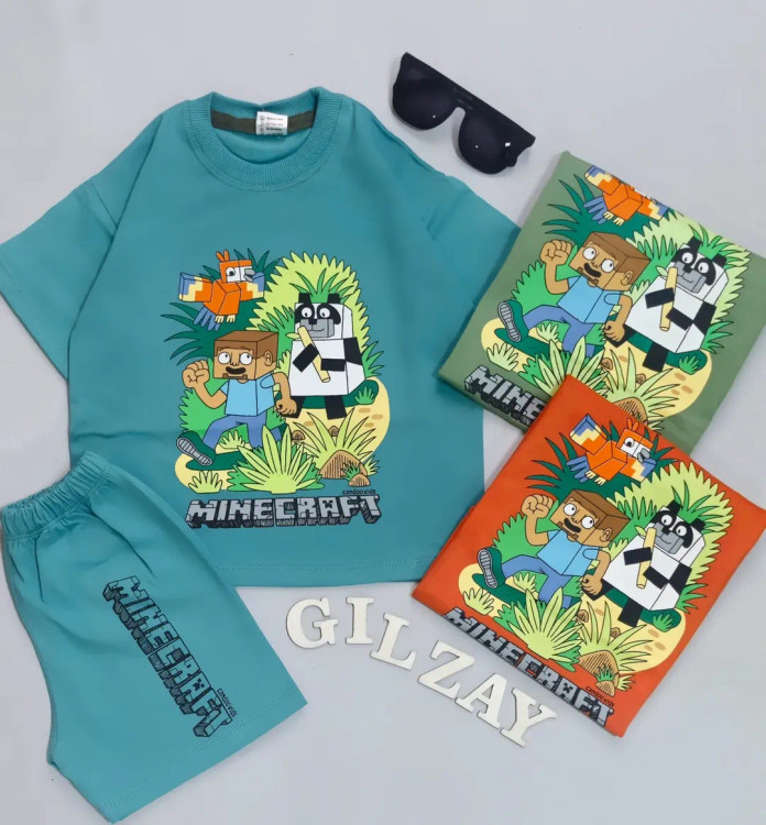 تیشرت و شلوارک بچگانه طرح مانکرافت ۴۰/۴۵/۵۰/۵۵