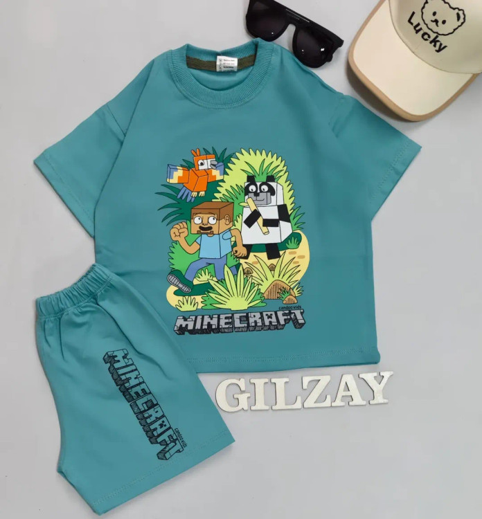 تیشرت و شلوارک بچگانه طرح مانکرافت ۴۰/۴۵/۵۰/۵۵