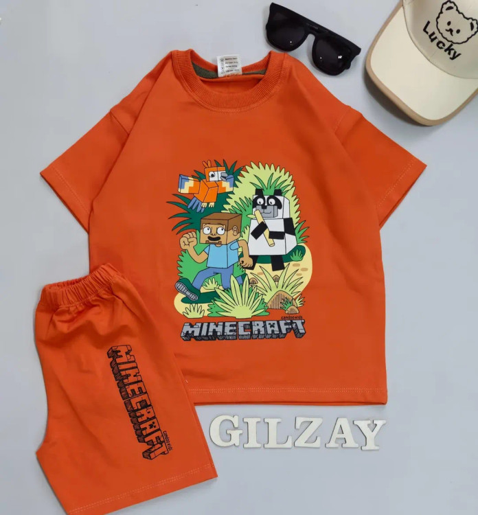 تیشرت و شلوارک بچگانه طرح مانکرافت ۴۰/۴۵/۵۰/۵۵