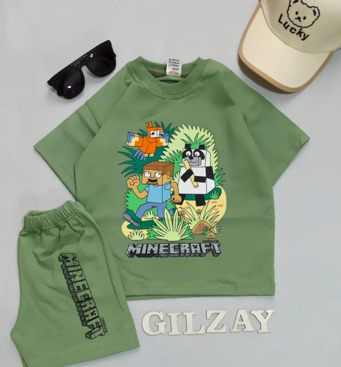 تیشرت و شلوارک بچگانه طرح مانکرافت ۴۰/۴۵/۵۰/۵۵