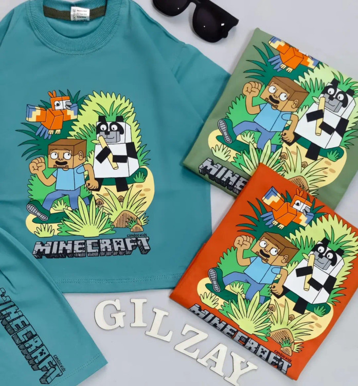تیشرت و شلوارک بچگانه طرح مانکرافت ۴۰/۴۵/۵۰/۵۵