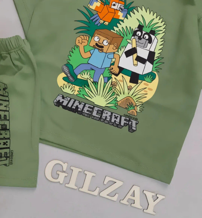 تیشرت و شلوارک بچگانه طرح مانکرافت ۴۰/۴۵/۵۰/۵۵