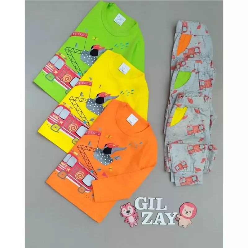 بلوز شلوار آستین بلند  بچگانه طرح آتشنشان