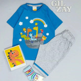 بلوز شلوارک طرح کشتی حیوانات بچگانه سایز 35