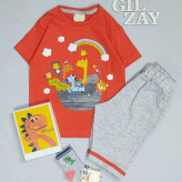 بلوز شلوارک طرح کشتی حیوانات بچگانه سایز 35