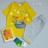 بلوز شلوارک طرح کشتی حیوانات بچگانه سایز 35