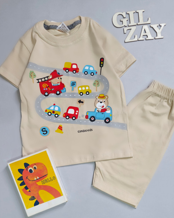 تیشرت و شلوارک ماشین و راه بچگانه سایز ۴۰