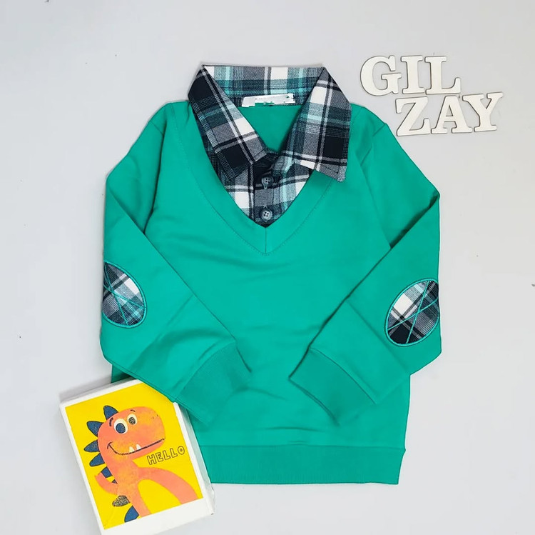 دو یقه بچگانه آبی سبز