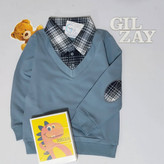 دو دکمه بچگانه آستین بلند درجه یک طوسی