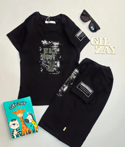 تیشرت مشکی طرحدار بچگانه