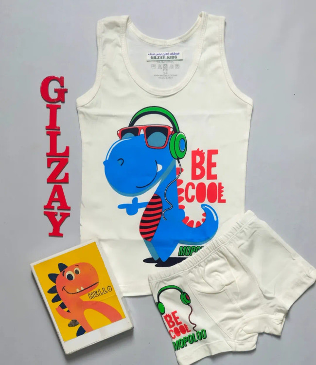 رکابی و شورت بچگانه مدل دایناسور دو تا ده سال