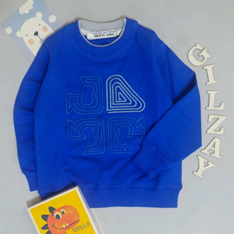 بلوز آستین بلند بچگانه کاربنی/آبی