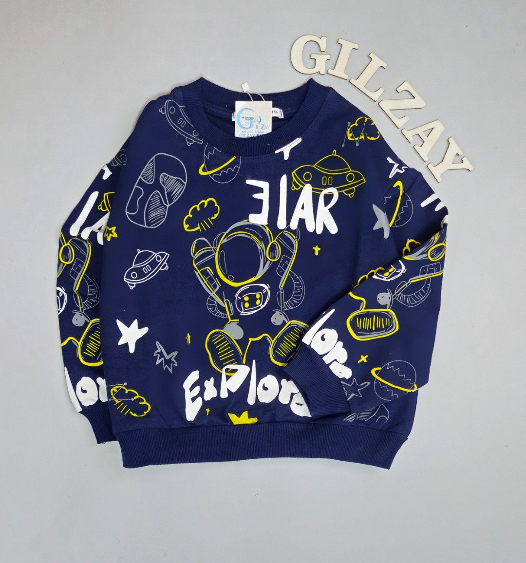 بلوز تک بچگانه طرح فضا نورد سایز 40/55