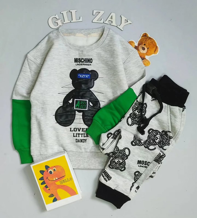 بلوز و شلوار لاینر دار تو کرک گرم بچگانه سایز 55