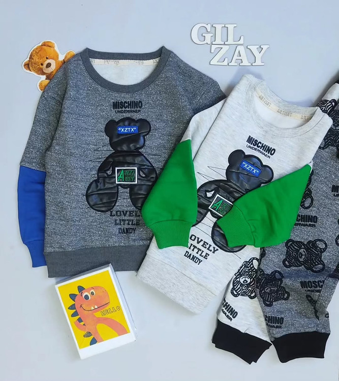 بلوز و شلوار لاینر دار تو کرک گرم بچگانه سایز 55