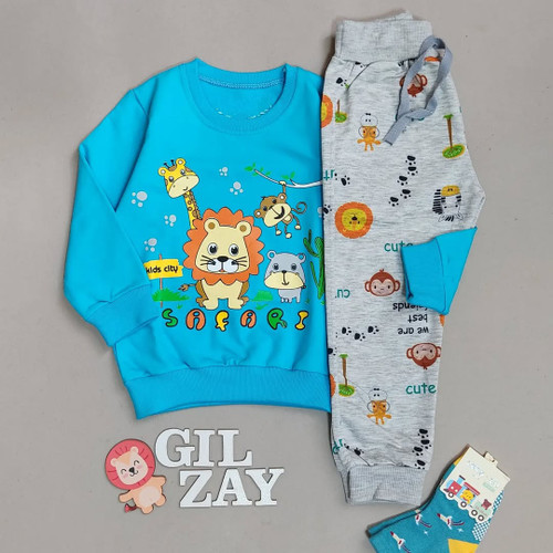 بلوز و شلوار بچگانه طرح حیوانات جنگل درجه یک