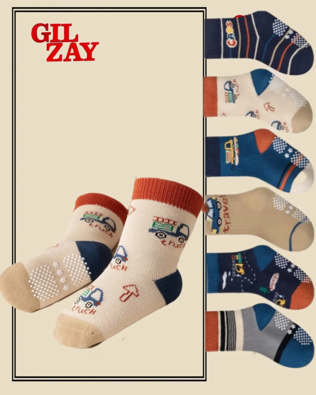 جوراب استپ دار بچه‌گانه کف پای ۱۸ تا ۲۰ پک سه عددی