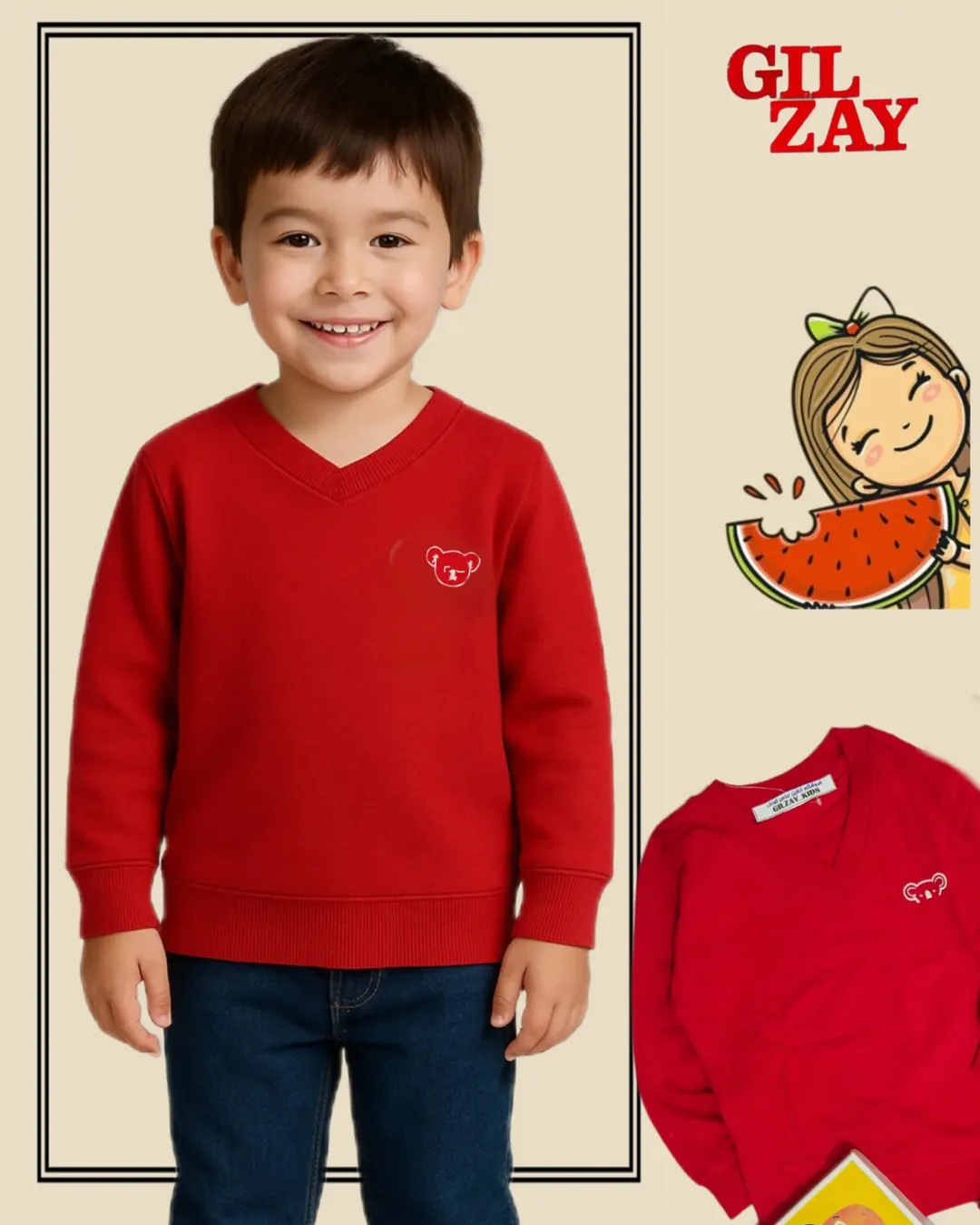 بلوز یقه هفت بچگانه قرمز یلدایی و کریسمس