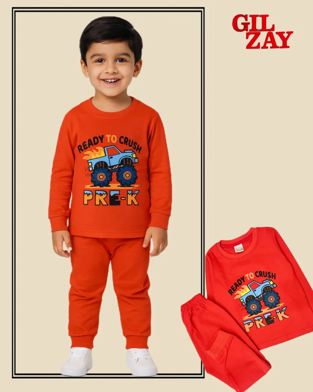 ست لباس راحتی بچگانه طرح ماشین رنگ قرمز